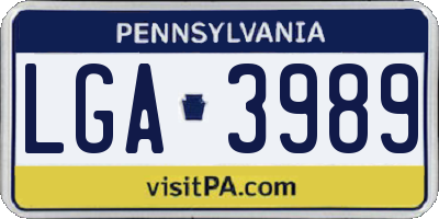 PA license plate LGA3989