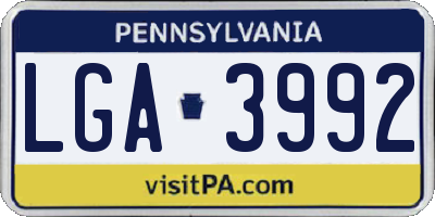 PA license plate LGA3992