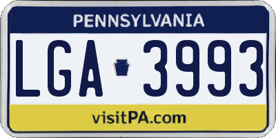 PA license plate LGA3993