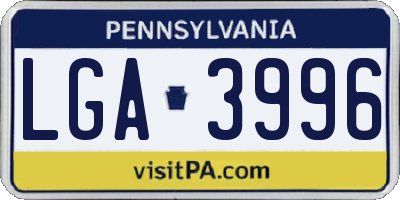 PA license plate LGA3996