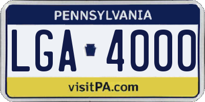 PA license plate LGA4000