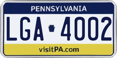 PA license plate LGA4002