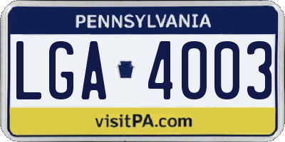 PA license plate LGA4003