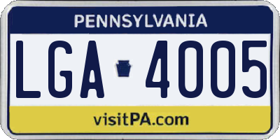 PA license plate LGA4005