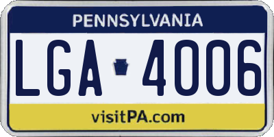 PA license plate LGA4006