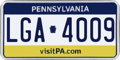 PA license plate LGA4009