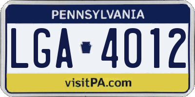 PA license plate LGA4012