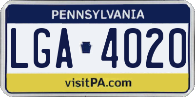 PA license plate LGA4020