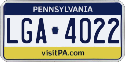 PA license plate LGA4022