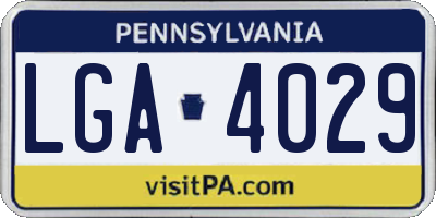 PA license plate LGA4029