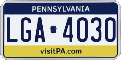 PA license plate LGA4030