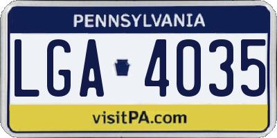 PA license plate LGA4035