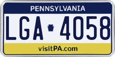 PA license plate LGA4058