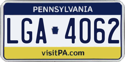 PA license plate LGA4062
