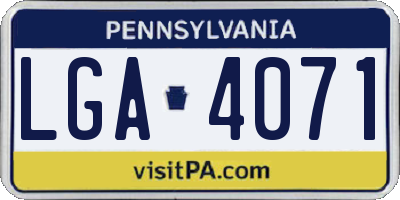 PA license plate LGA4071