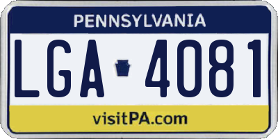 PA license plate LGA4081