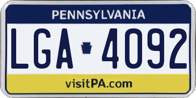 PA license plate LGA4092