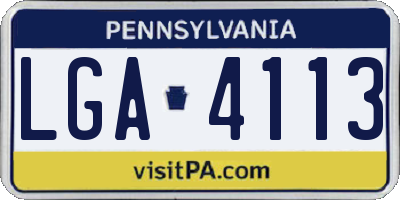 PA license plate LGA4113