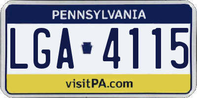 PA license plate LGA4115