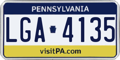 PA license plate LGA4135