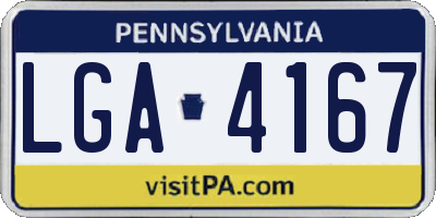 PA license plate LGA4167