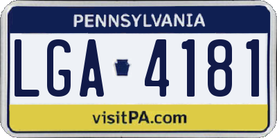 PA license plate LGA4181