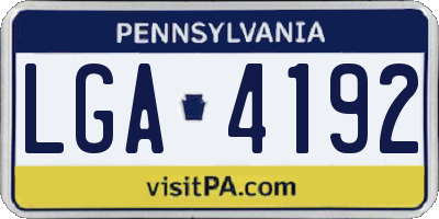 PA license plate LGA4192