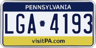 PA license plate LGA4193