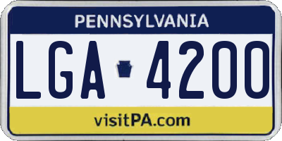 PA license plate LGA4200