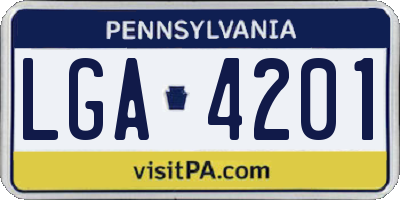 PA license plate LGA4201