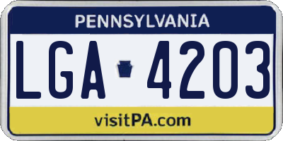 PA license plate LGA4203