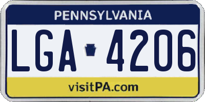 PA license plate LGA4206