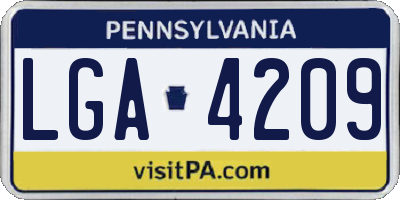 PA license plate LGA4209