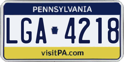 PA license plate LGA4218