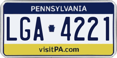 PA license plate LGA4221