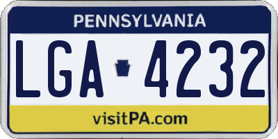 PA license plate LGA4232