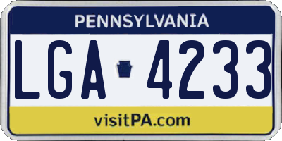 PA license plate LGA4233