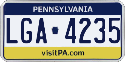 PA license plate LGA4235