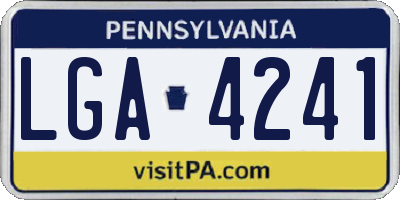 PA license plate LGA4241