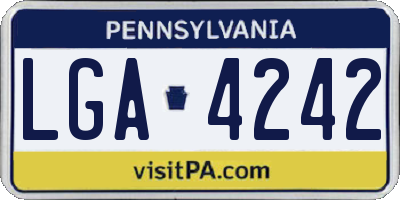 PA license plate LGA4242