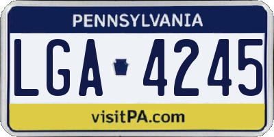 PA license plate LGA4245