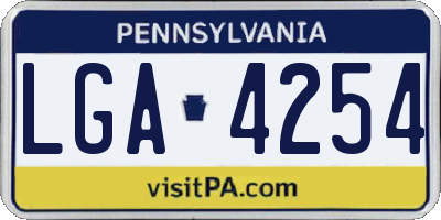 PA license plate LGA4254