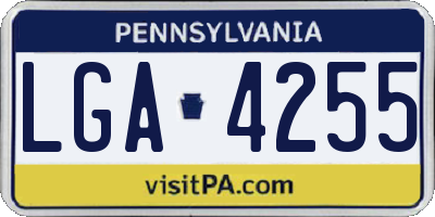 PA license plate LGA4255