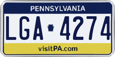 PA license plate LGA4274