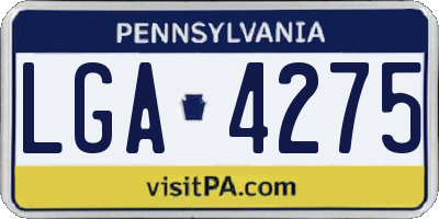PA license plate LGA4275