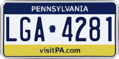 PA license plate LGA4281