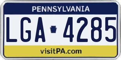 PA license plate LGA4285