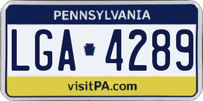 PA license plate LGA4289