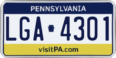 PA license plate LGA4301