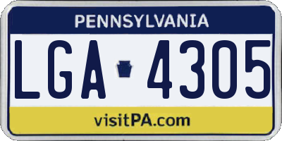 PA license plate LGA4305